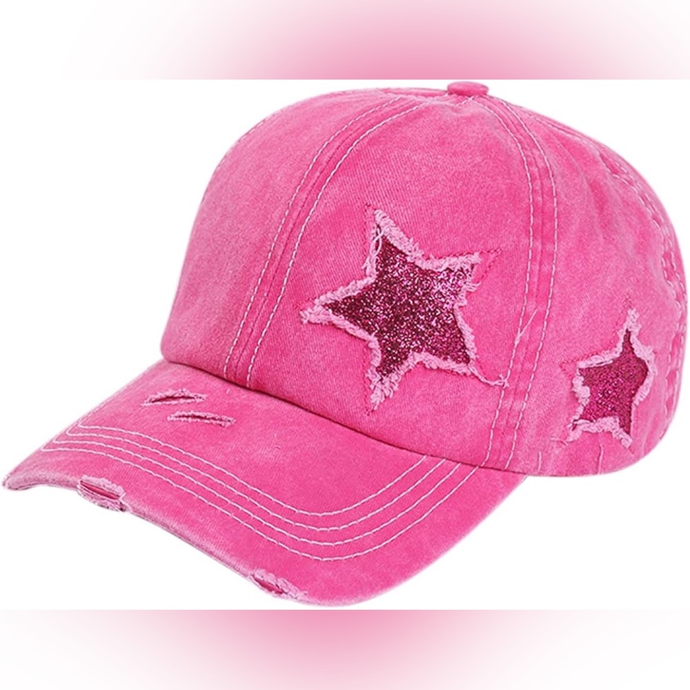 Pink Star Baseball Y2K Cap